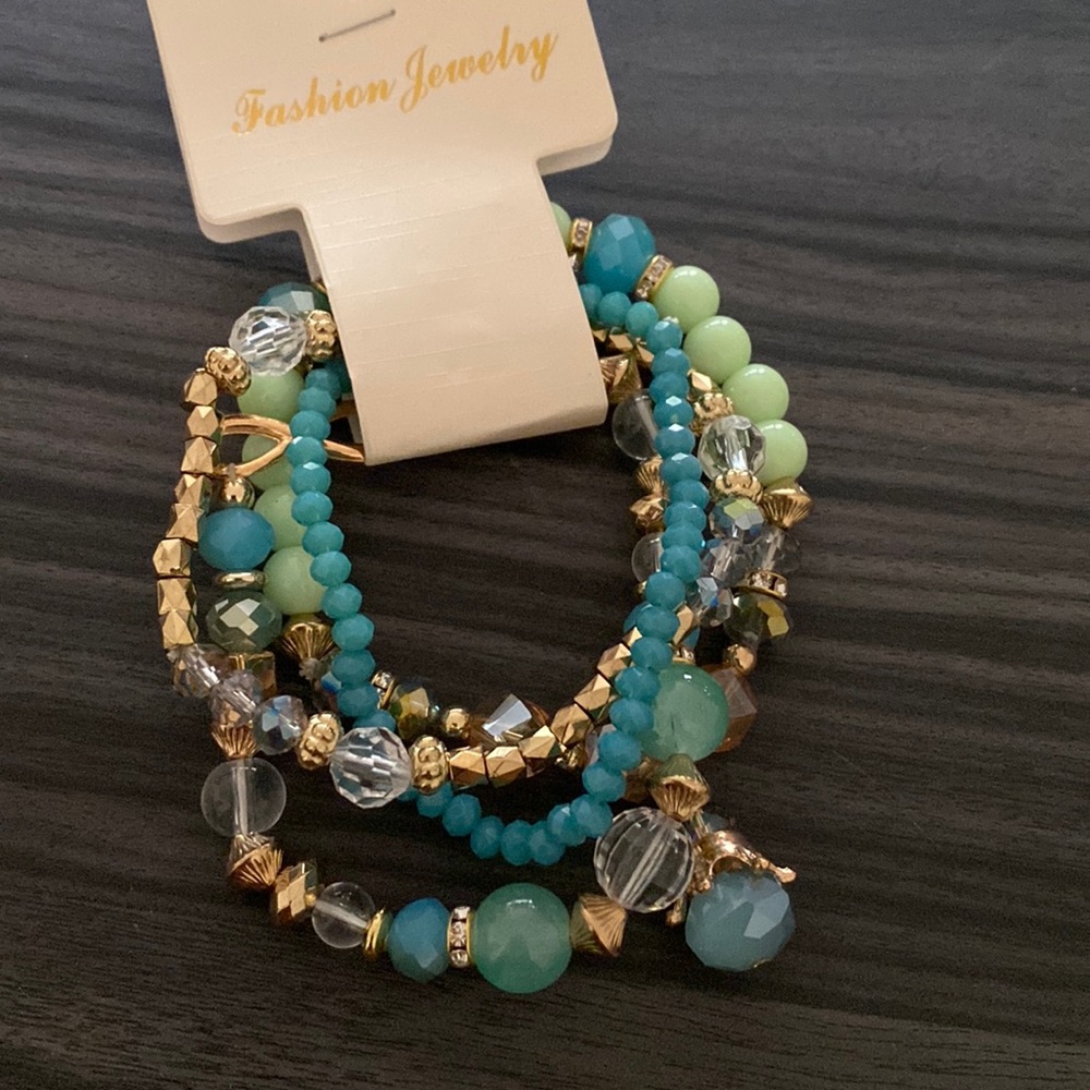 Green and light green bracelets